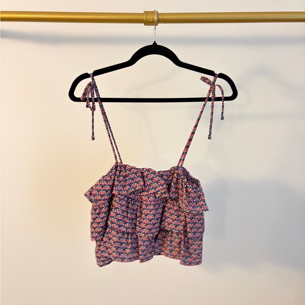 IF SHE LOVES Floral Ruffle Tank Top Size M